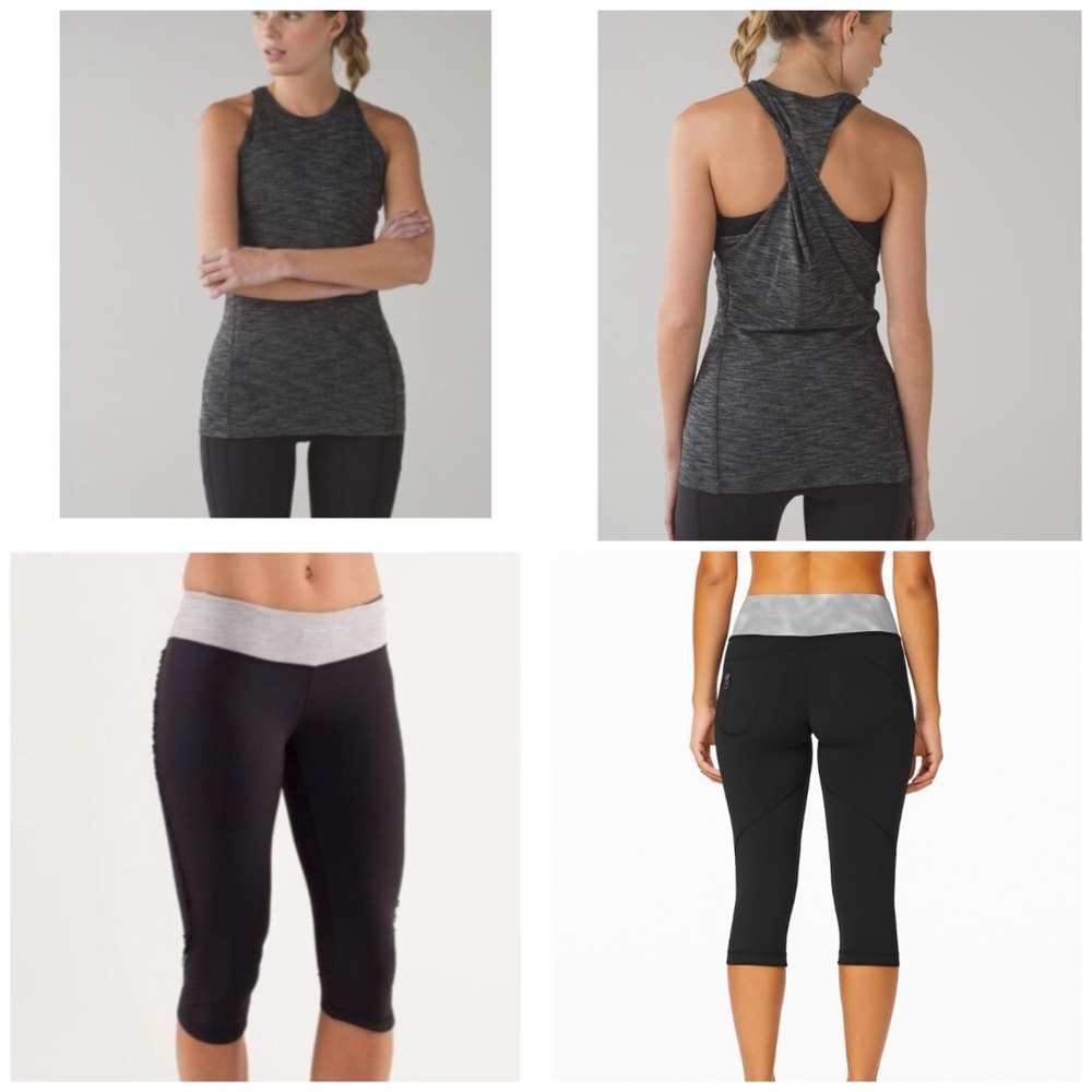 lululemon athletica Bundle Tank Top Capris Black and Gray